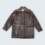 Guy Laroche Gunmetal Brown Leather Jacket Size 40