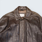 Guy Laroche Gunmetal Brown Leather Jacket Size 40