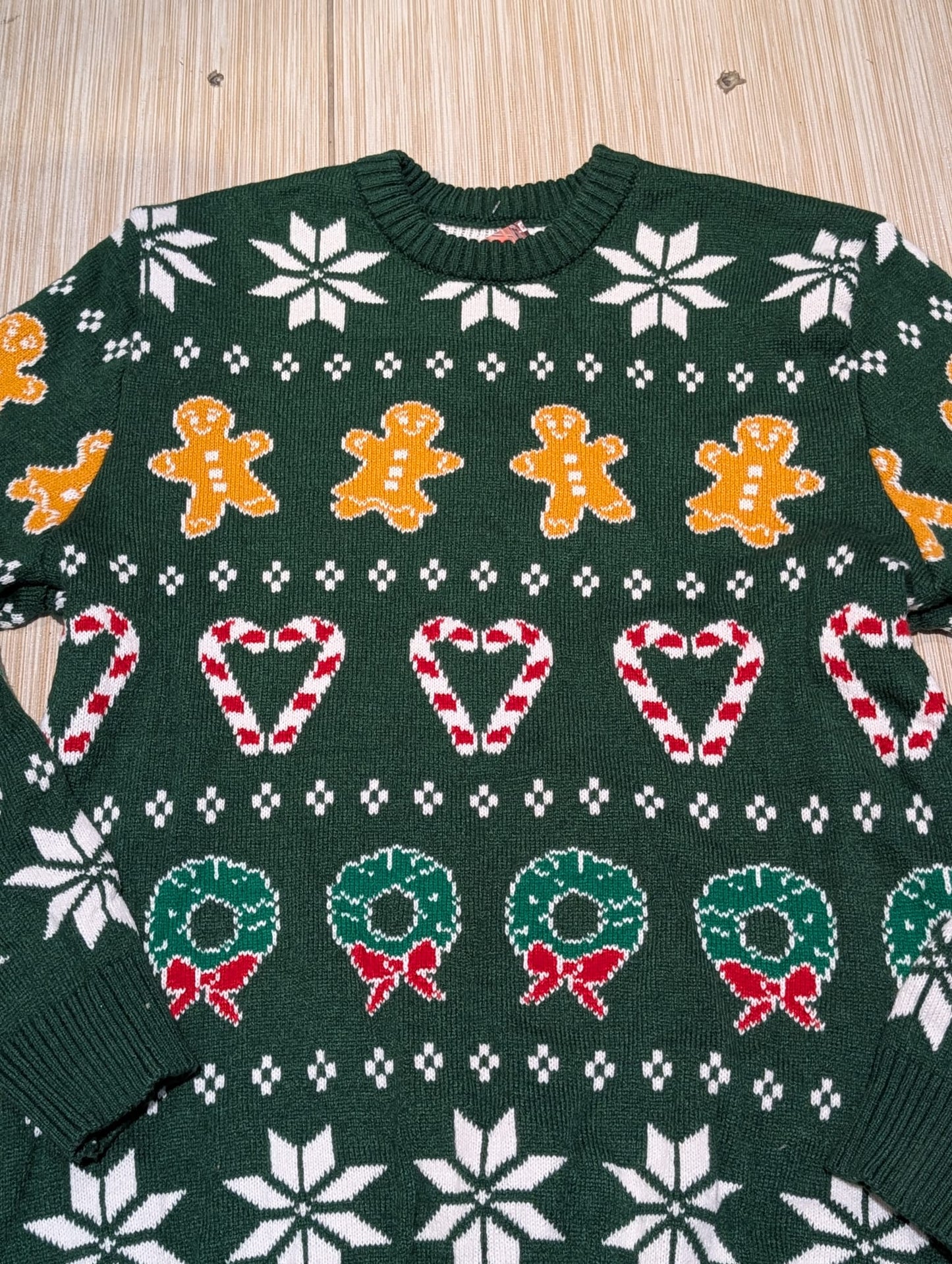 Gingerbread & Candy Cane Heart Christmas Sweater