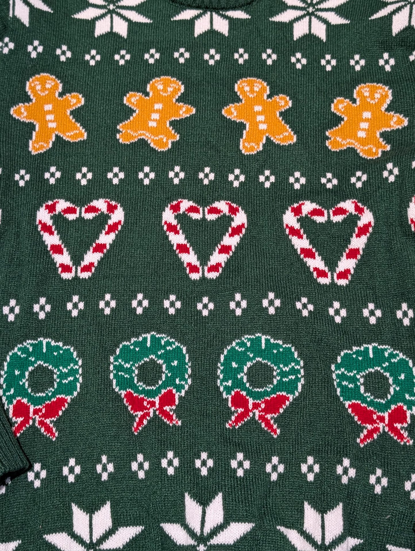 Gingerbread & Candy Cane Heart Christmas Sweater