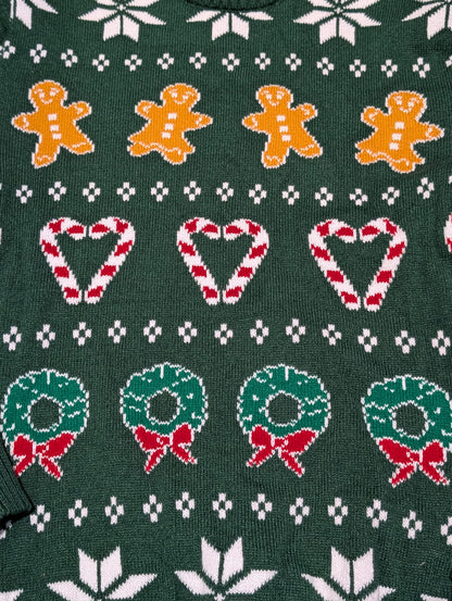 Gingerbread & Candy Cane Heart Christmas Sweater