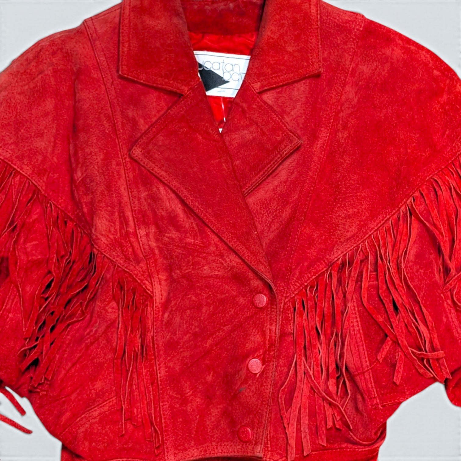 Yucatan Bay - Red Fringe Sued Jacket - S