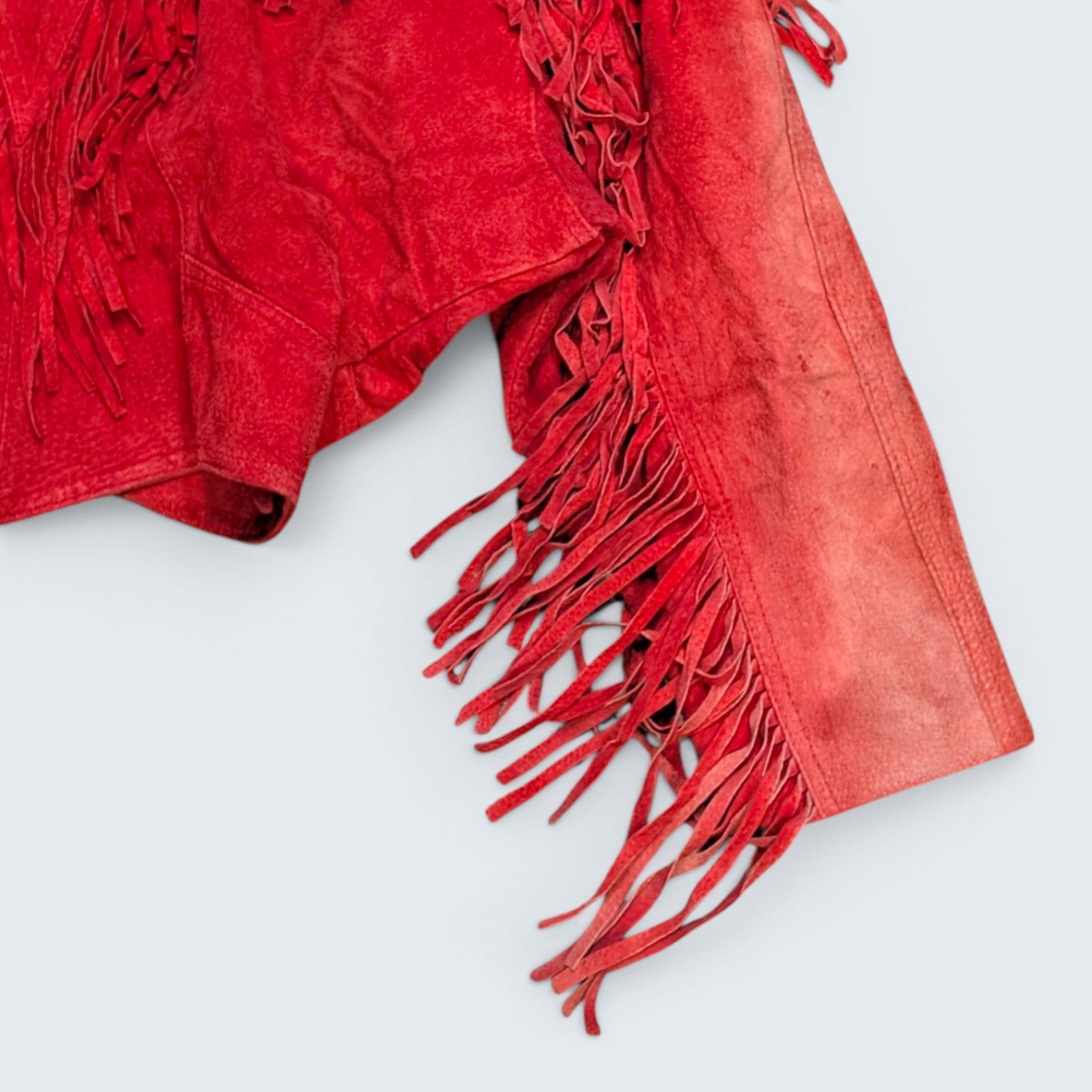 Yucatan Bay - Red Fringe Sued Jacket - S