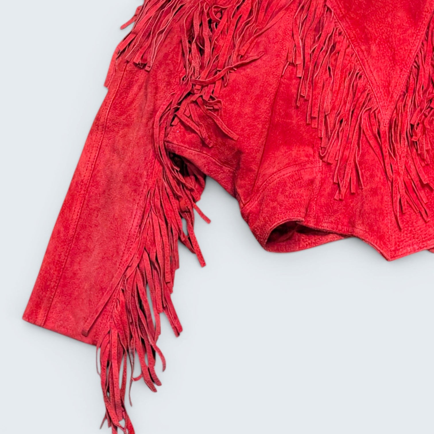 Yucatan Bay - Red Fringe Sued Jacket - S