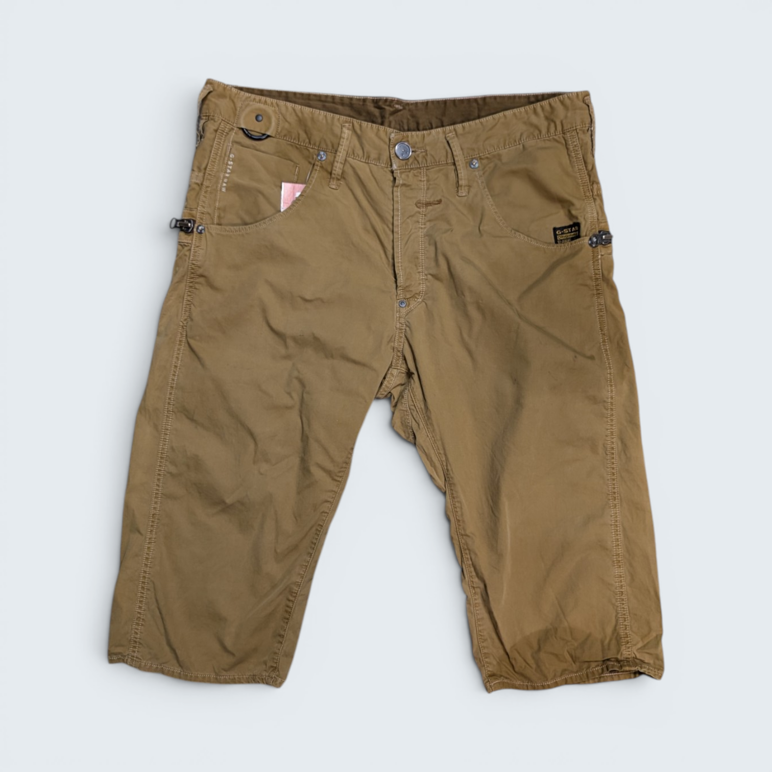 G-Star Raw Tan Cotton Cargo Shorts — Size 34