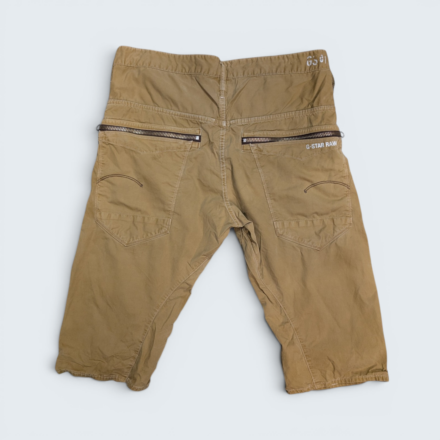G-Star Raw Tan Cotton Cargo Shorts — Size 34