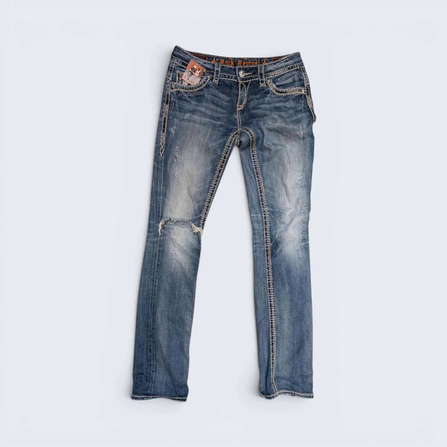 Rock Revival Distressed Slim Jeans — Size 27