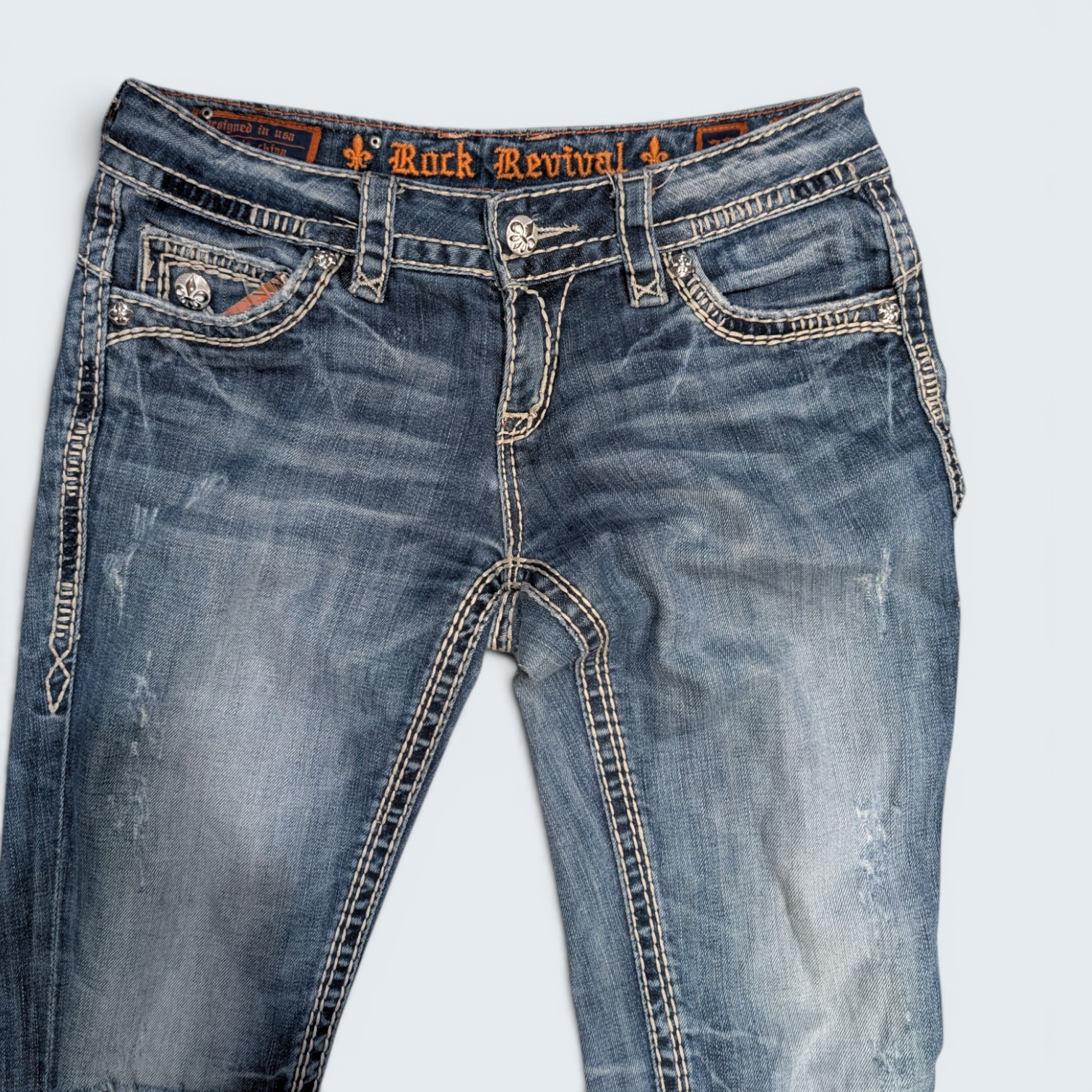 Rock Revival Distressed Slim Jeans — Size 27