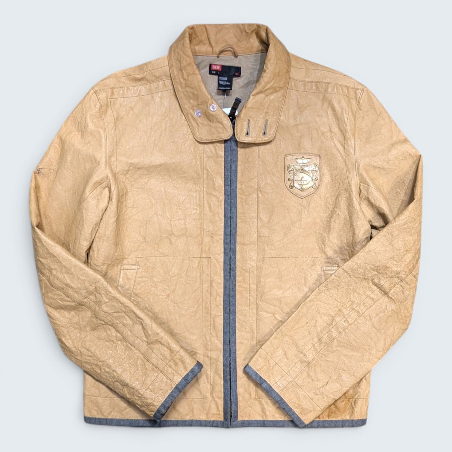 Diesel Heraldic Crest Leather Jacket - L