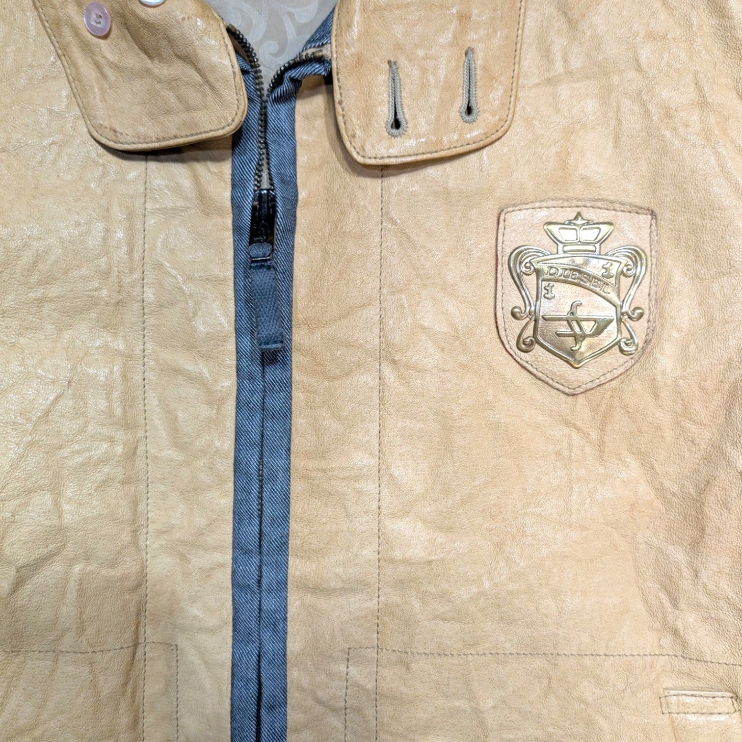 Diesel Heraldic Crest Leather Jacket - L