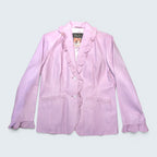 Terry Lewis Ruffle Leather Blazer - L