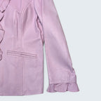 Terry Lewis Ruffle Leather Blazer - L