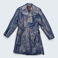 Blue Long Leather Coat - S