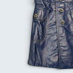 Blue Long Leather Coat - S