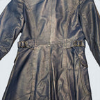Blue Long Leather Coat - S
