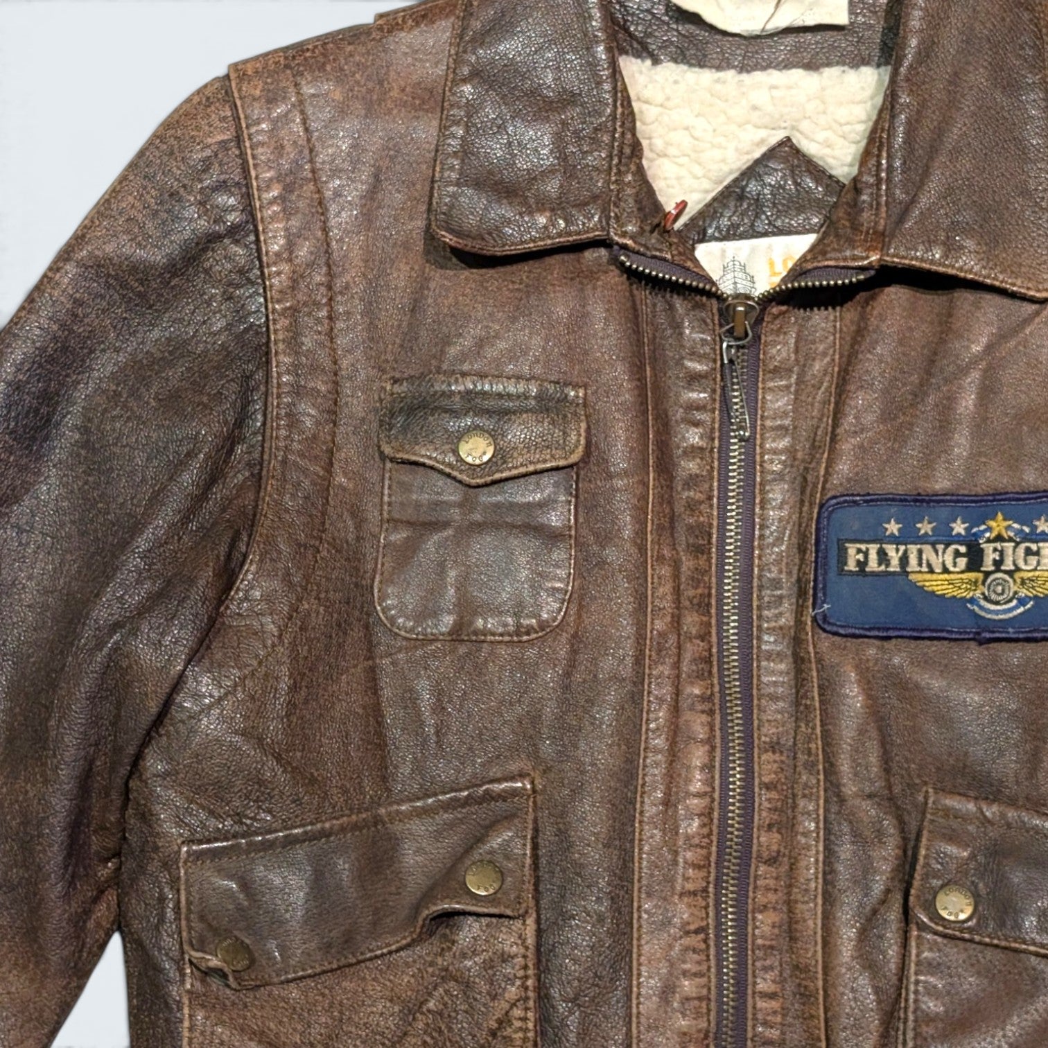 London Fog Sherpa Lined Leather Jacket - XXS