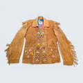 Suede Hand Sewn Jacket w/ Beaded Flowers - XL