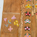 Suede Hand Sewn Jacket w/ Beaded Flowers - XL