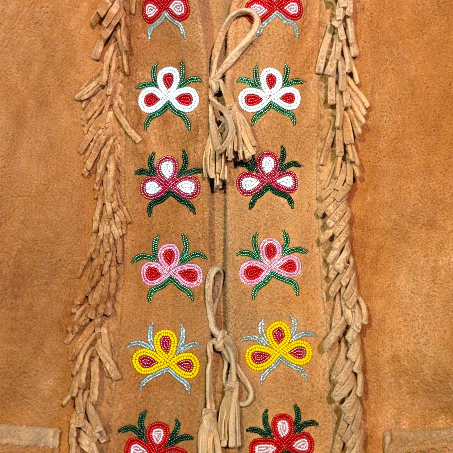 Suede Hand Sewn Jacket w/ Beaded Flowers - XL