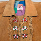Suede Hand Sewn Jacket w/ Beaded Flowers - XL