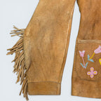 Suede Hand Sewn Jacket w/ Beaded Flowers - XL