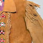 Suede Hand Sewn Jacket w/ Beaded Flowers - XL