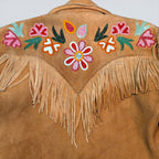 Suede Hand Sewn Jacket w/ Beaded Flowers - XL