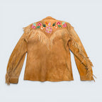 Suede Hand Sewn Jacket w/ Beaded Flowers - XL