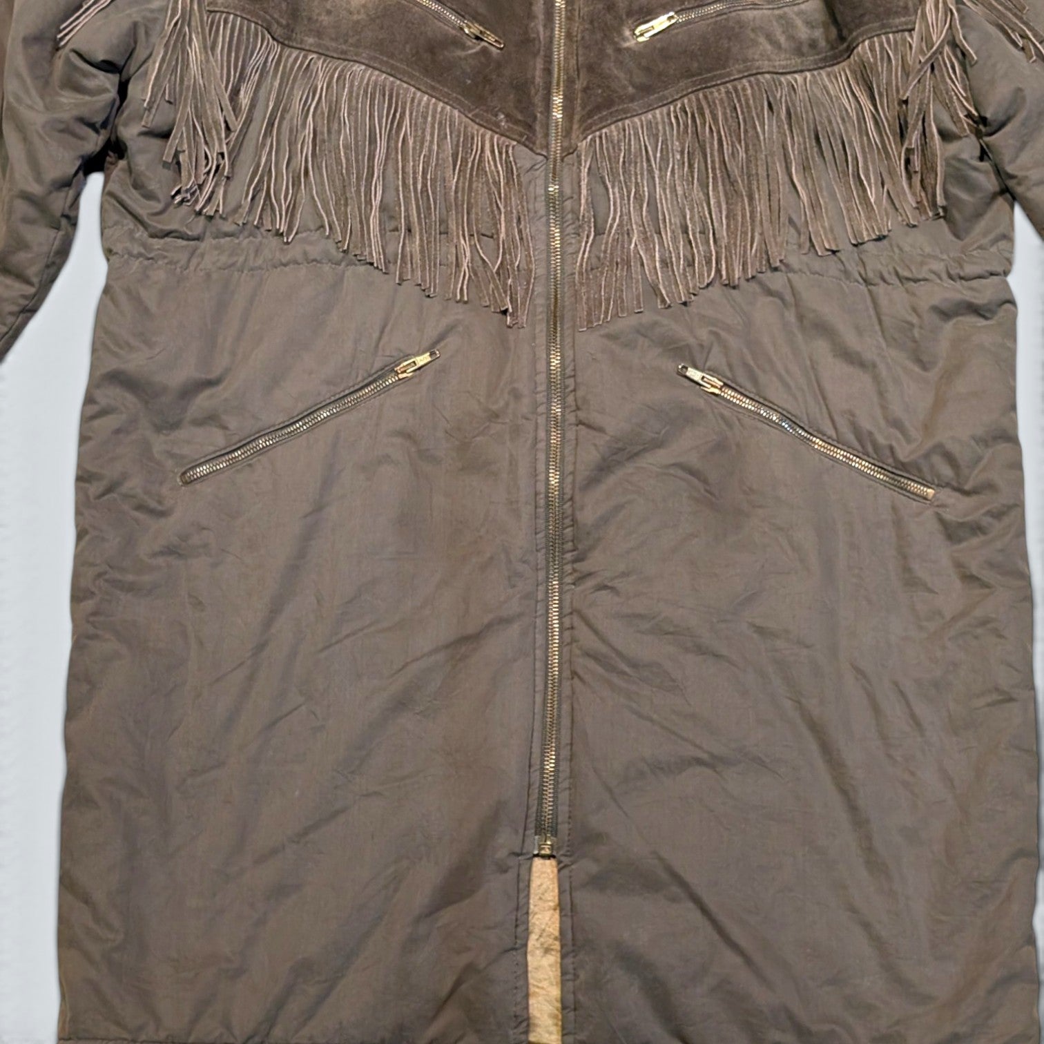 ICEBERG Long Fringe Coat w/ Fur - XL