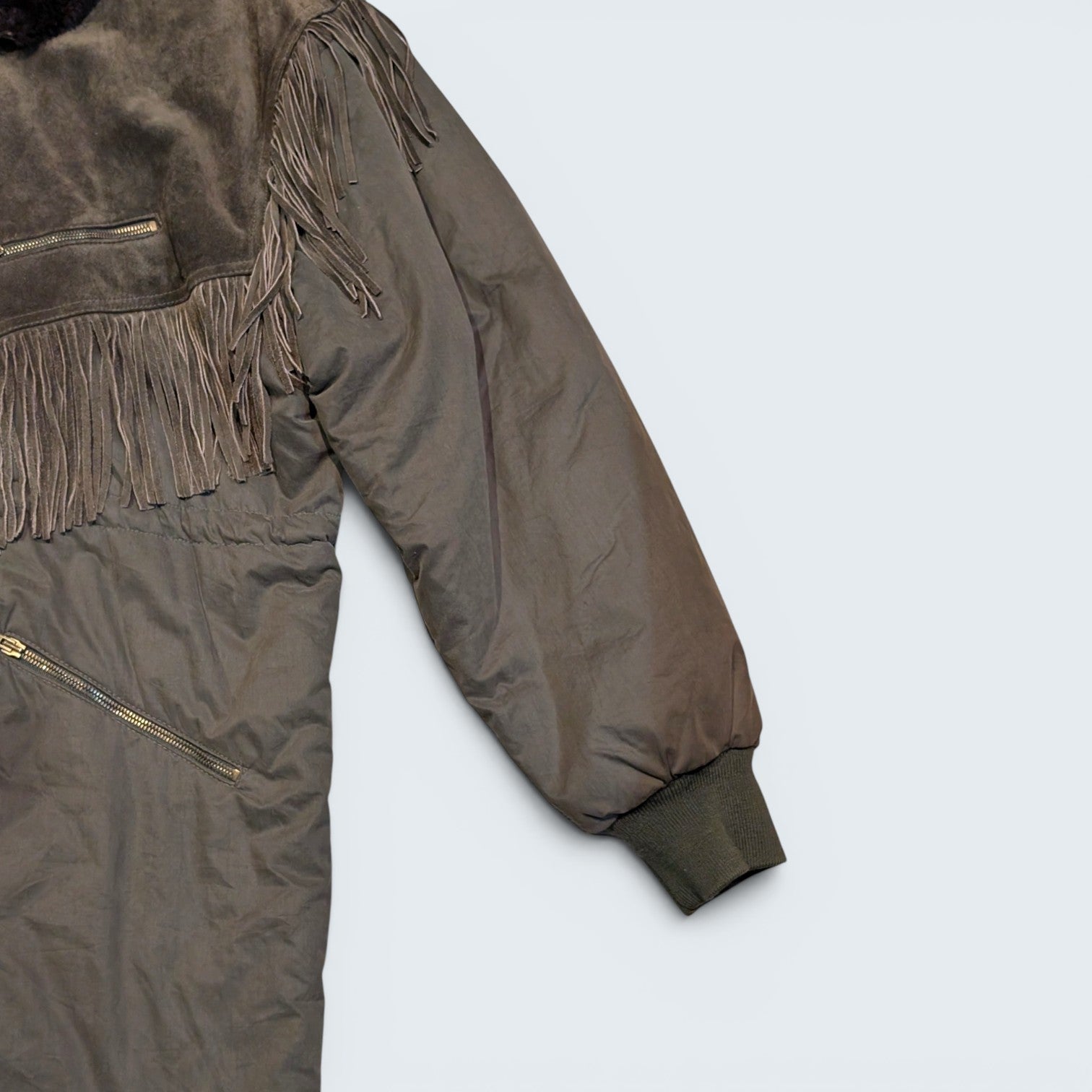 ICEBERG Long Fringe Coat w/ Fur - XL