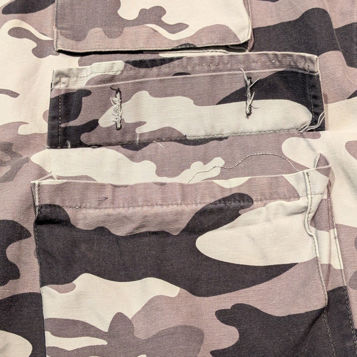 White Camo Button-Up Utility Shirt - XL