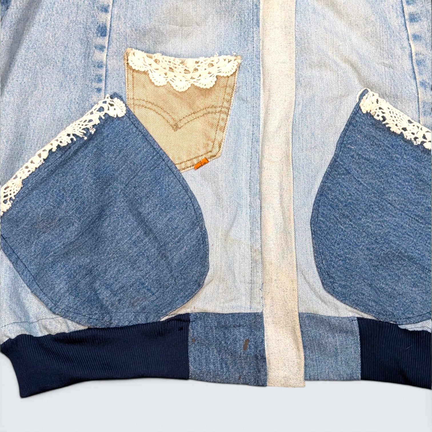 Denim Custom Made Patch Work Jacket - XL