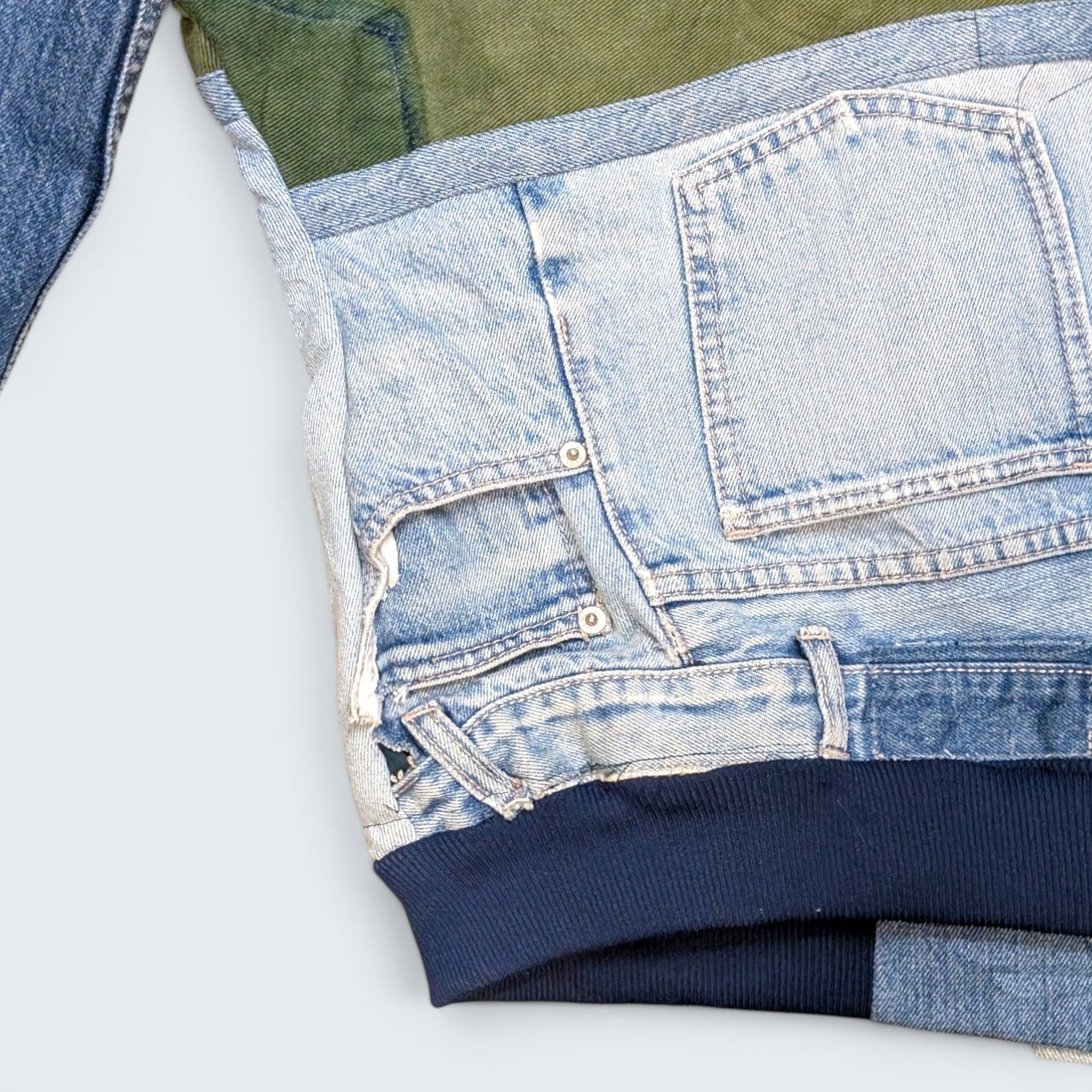 Denim Custom Made Patch Work Jacket - XL
