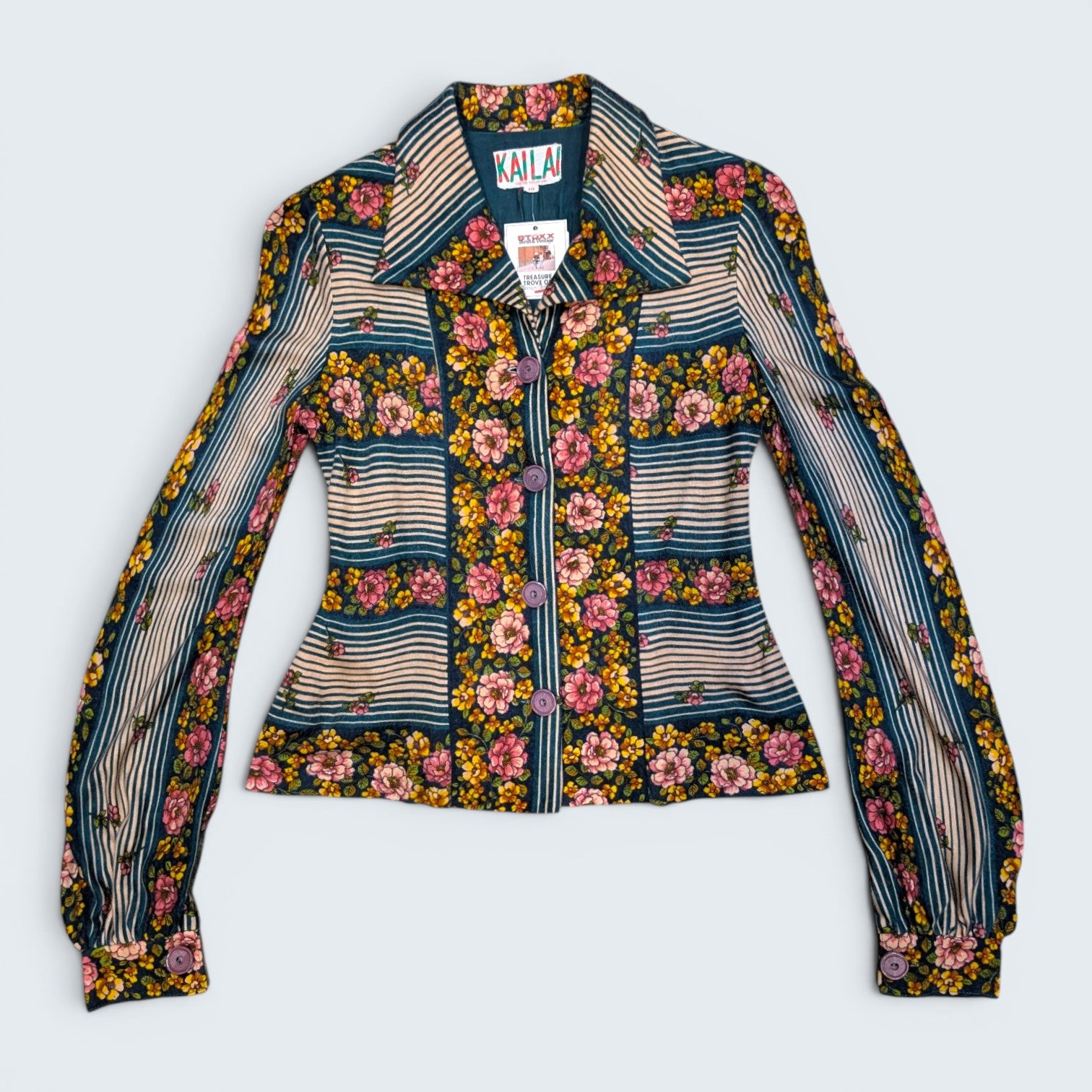 Kailai Fitted Flower Print Shirt - Size 16