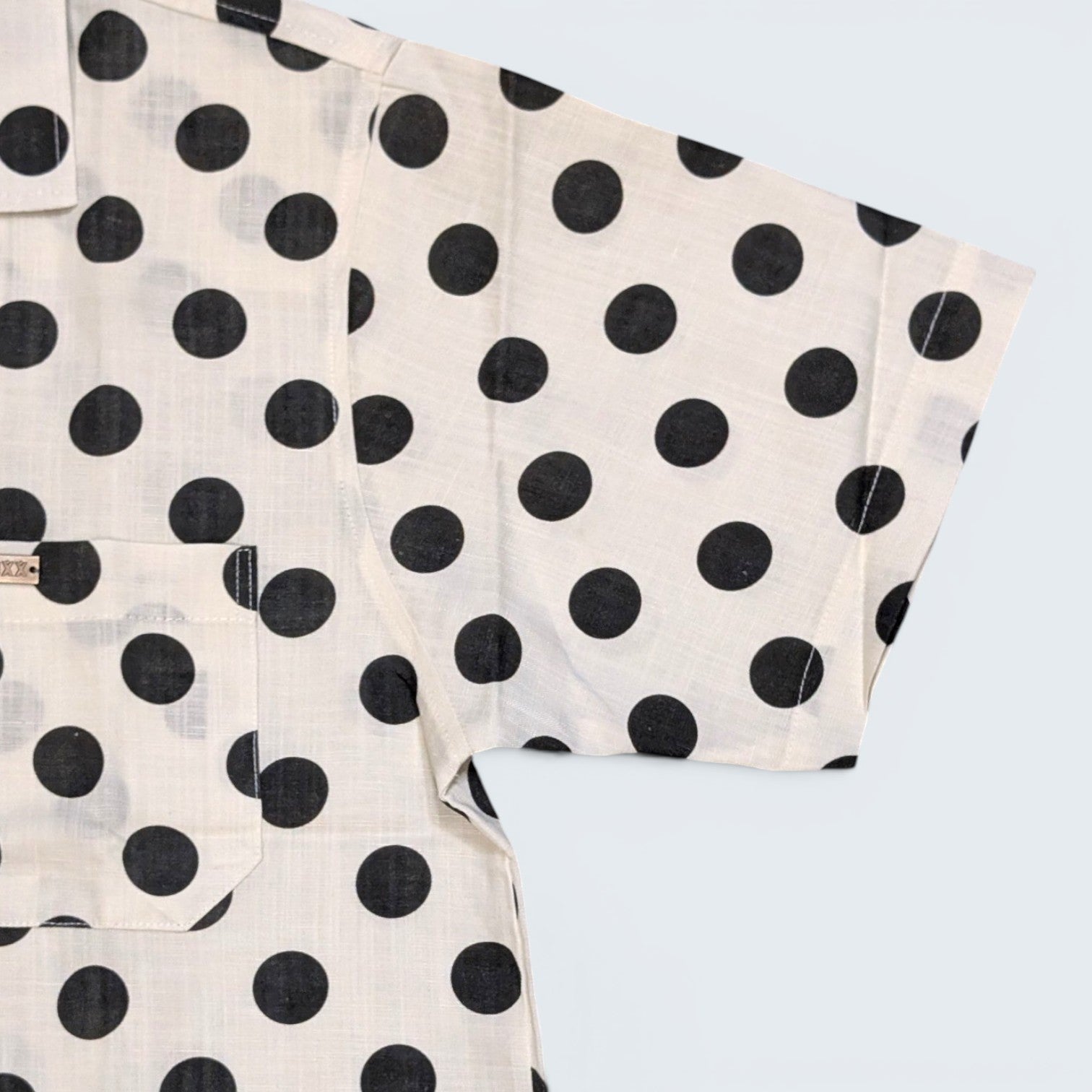 Stoxx Cream Polka Dot Camp Collar Shirt — Size M