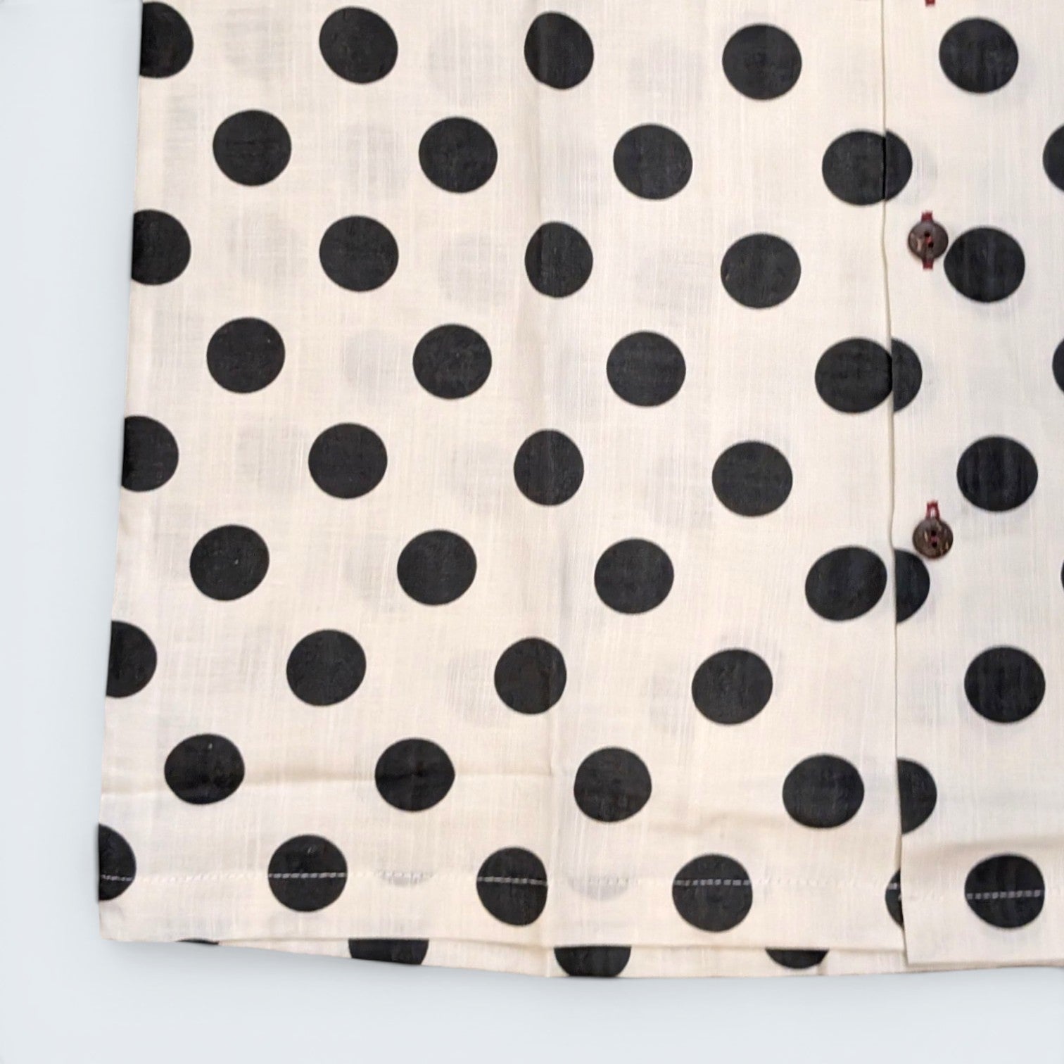 Stoxx Cream Polka Dot Camp Collar Shirt — Size M