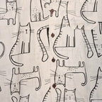 Stoxx Cream Cat Print Camp Collar Shirt — Size M