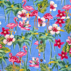 Stoxx Blue Flamingo Tropical Print Camp Collar Shirt — Size M