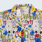 Stoxx White Dog Portrait Print Camp Collar Shirt — Size M