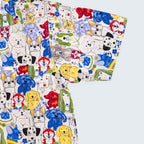 Stoxx White Dog Portrait Print Camp Collar Shirt — Size M