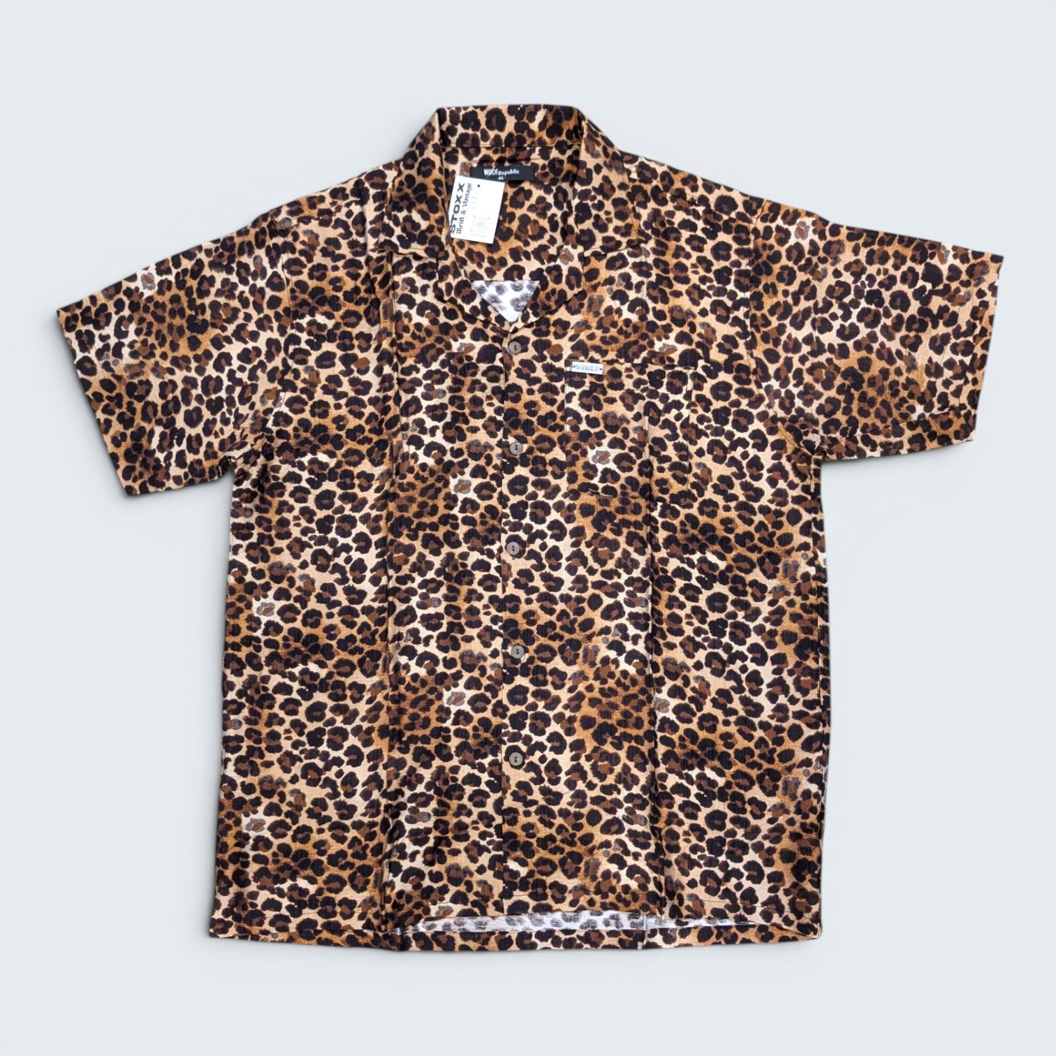 Stoxx Leopard Print Camp Collar Shirt - M