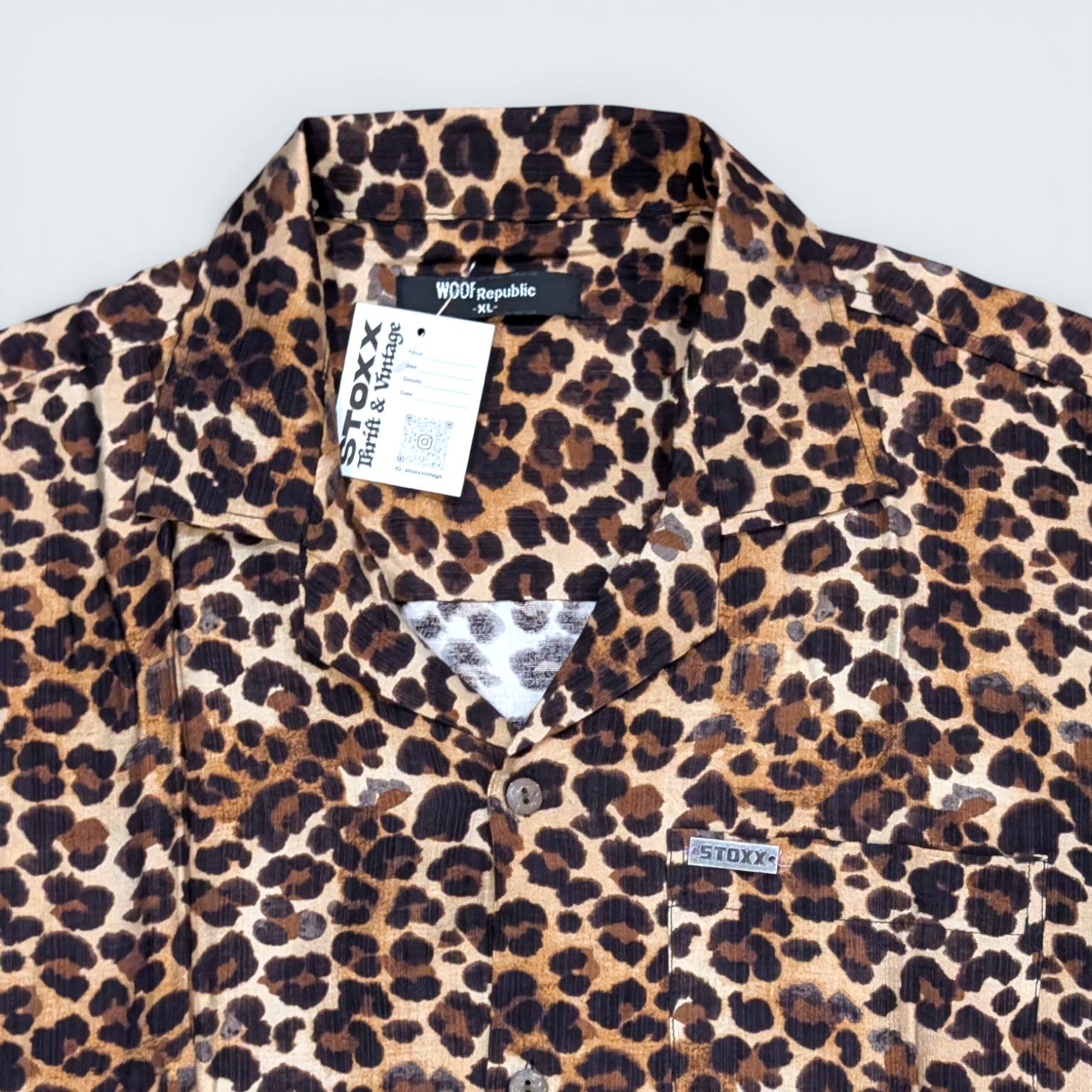 Stoxx Leopard Print Camp Collar Shirt - M
