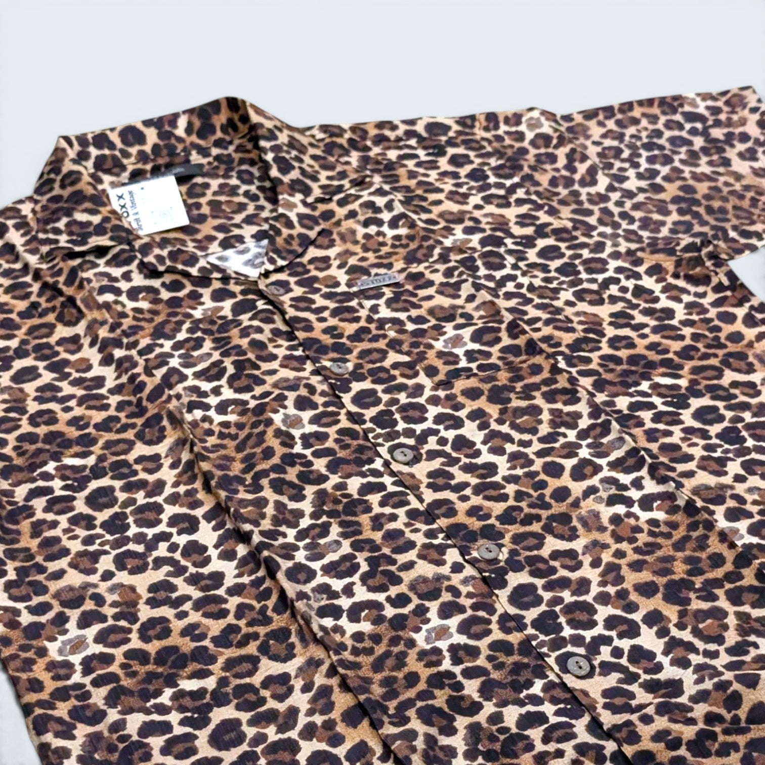 Stoxx Leopard Print Camp Collar Shirt - M