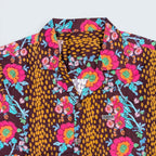 Stoxx Burgundy Floral Leopard Print Camp Collar Shirt — Size M