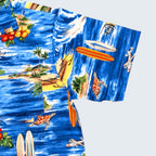 Stoxx Blue Hawaiian Island Scene Camp Collar Shirt — Size M