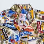 Stoxx Cream Route 66 Americana Print Camp Collar Shirt — Size M