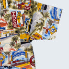 Stoxx Cream Route 66 Americana Print Camp Collar Shirt — Size M