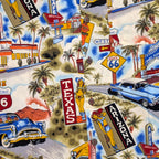 Stoxx Cream Route 66 Americana Print Camp Collar Shirt — Size M