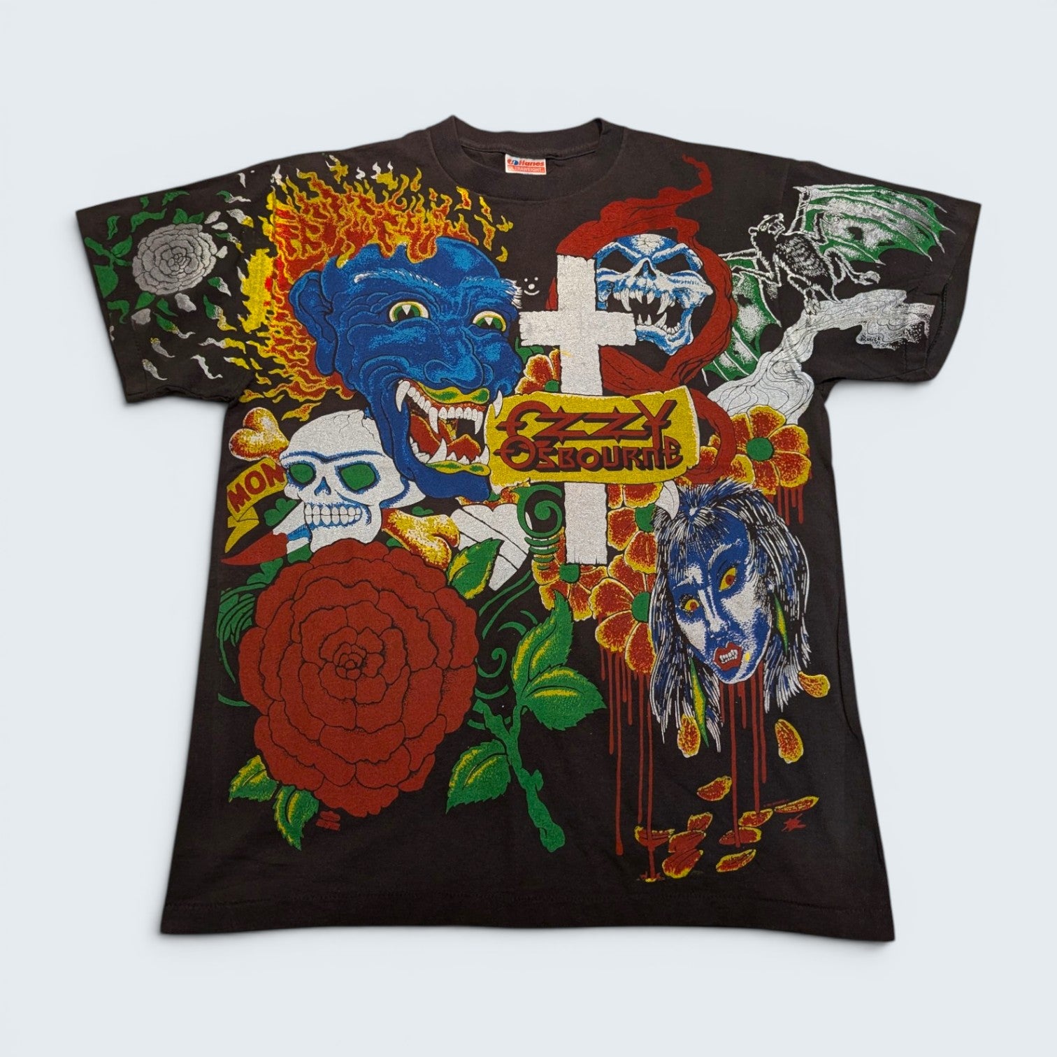 Ozzy Ozbourne AOP Tattoo Graphic Tee - L