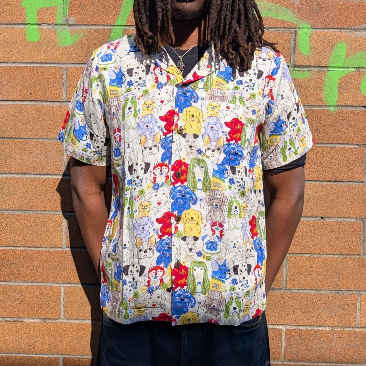 Fab Dog Portrait Hawaiian Camp Collar Shirt